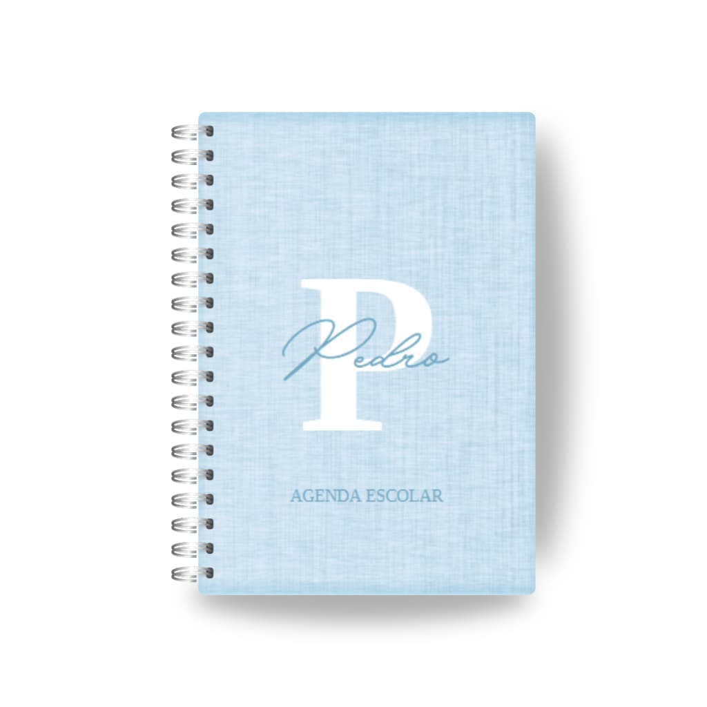 Caderno / Agenda Escolar Infantil Personalizada - 200 páginas Tamanho A5 (15x21cm) Capa Dura Azul