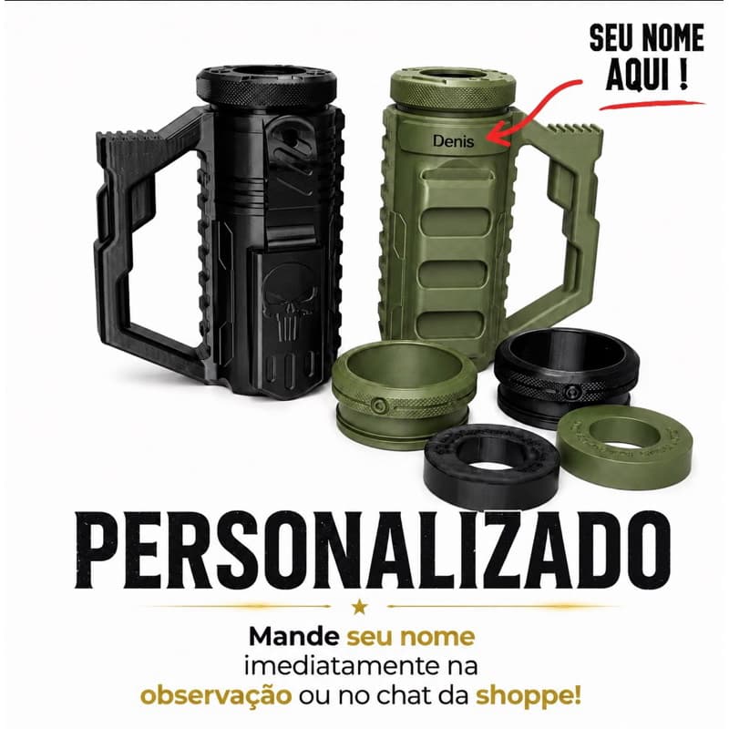 Porta Garrafa long neck e Lata 350ml slim 3D - Tático 3 em 1 com Abridor| Suporte Estilo Militar Resistente /Não térmico