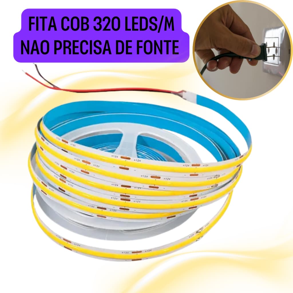 Fita Led Direta Na Energia Cob 10 Metros 110v ou 220v Não Usa Fonte