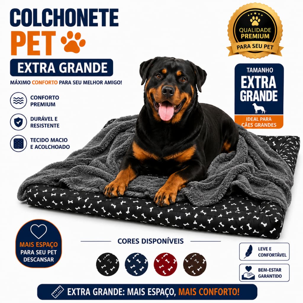 Cama Para Cachorro Com Zíper Reforçado Tamanho Extra Grande com ou sem Manta