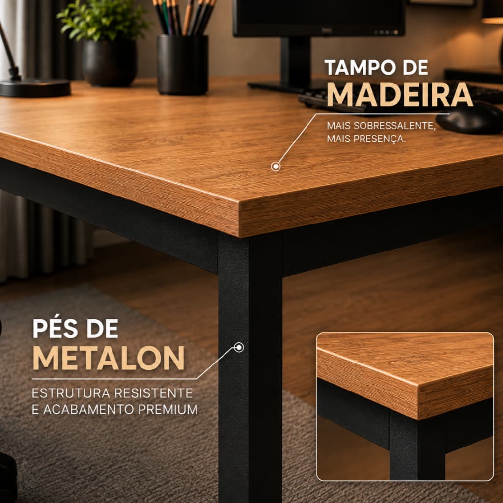 Mesa de Jantar 120x60 – Estilo Industrial para Ambientes Modernos