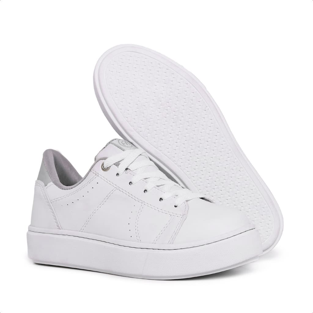 Tênis Conforto Feminino Branco Moderno Estilo Fechamento Cadarço Enfermeira Dia a Dia Pronta Entrega
