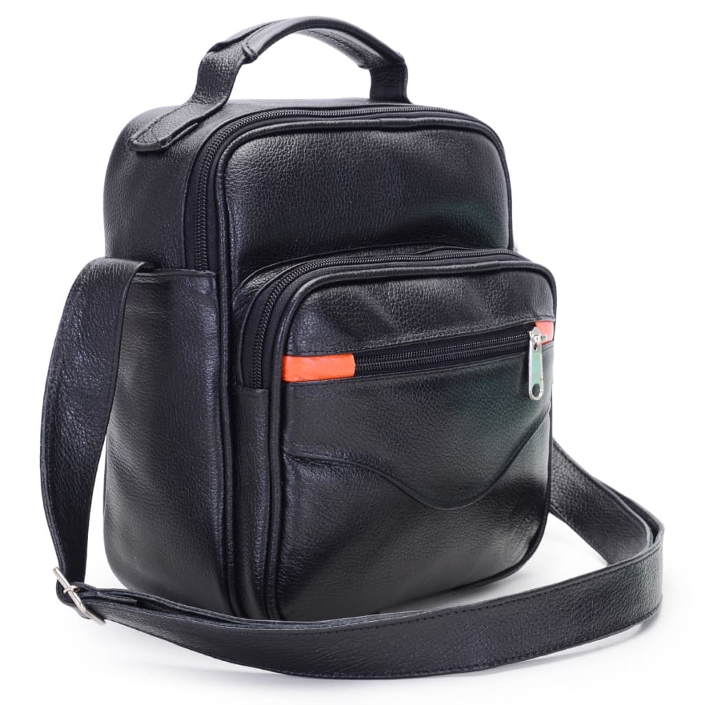 Bolsa Masculina Tiracolo Em Couro Legítimo Casual Multi Repartições