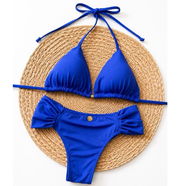 Biquíni Feminino Cortininha Asa Delta Cintura Alta Borboleta Fio Duplo Moda Praia
