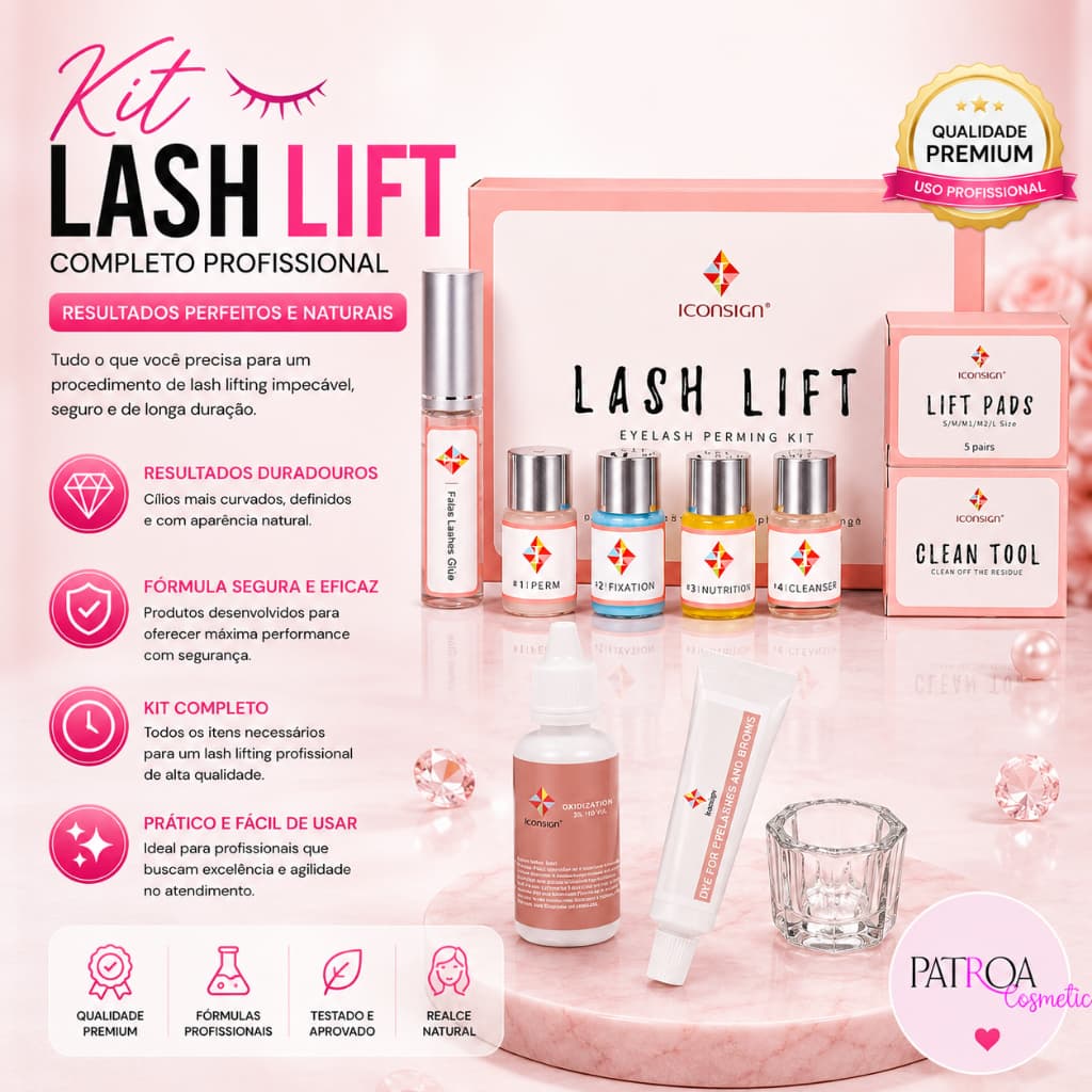 Kit Lash Lift Iconsign Completo + Tintura Para Cílios e Sobrancelhas