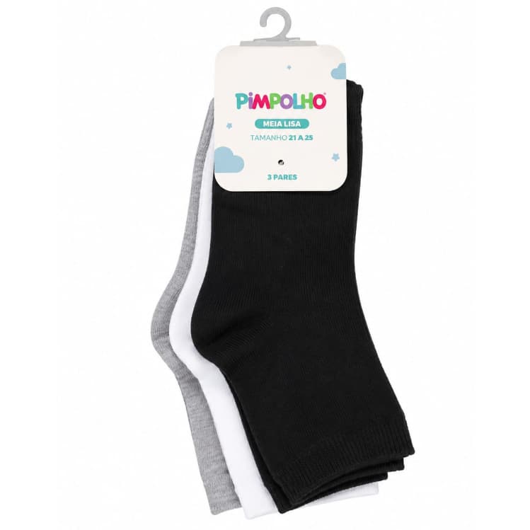 Meia Infantil Kit c/3 pares Pimpolho tamanho 21 ao 25 95751
