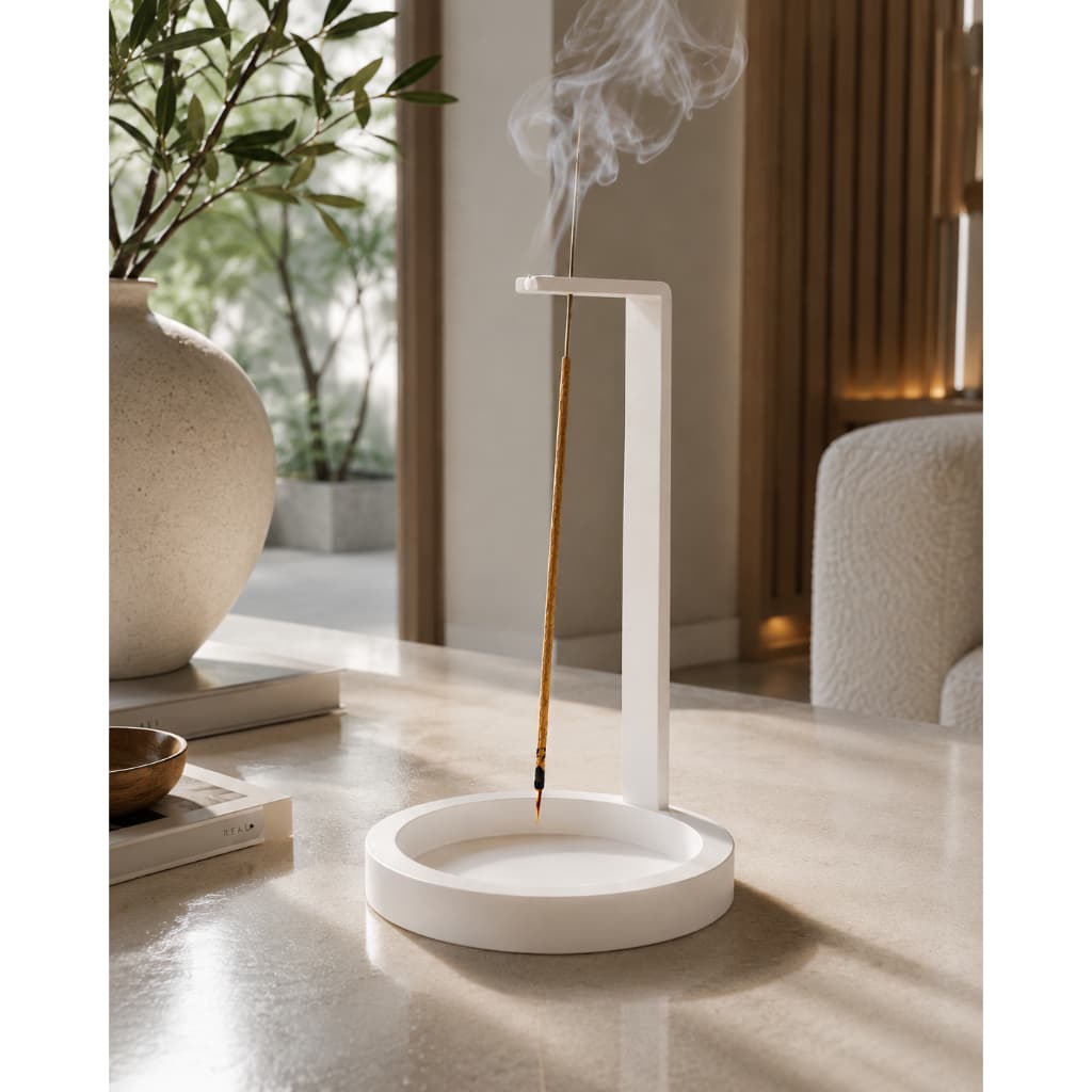 Incensário Suspenso Porta Incenso Invertido Moderno Decorativo 22Cm + Bebe Buda