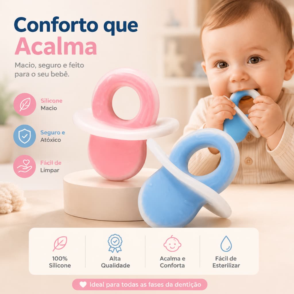 Mordedor Massageador Gengiva  Dente Bebê Silicone Macio