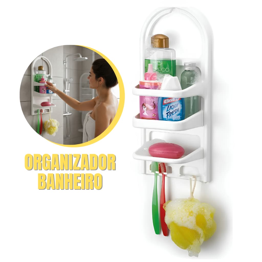 Prateleira Suporte De Parede Banheiro Box Com Porta Shampoo Condicionador