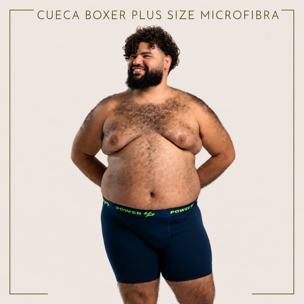 Cueca Boxer Plus Size Power Up Microfibra Super Conforto Sem Enrolar