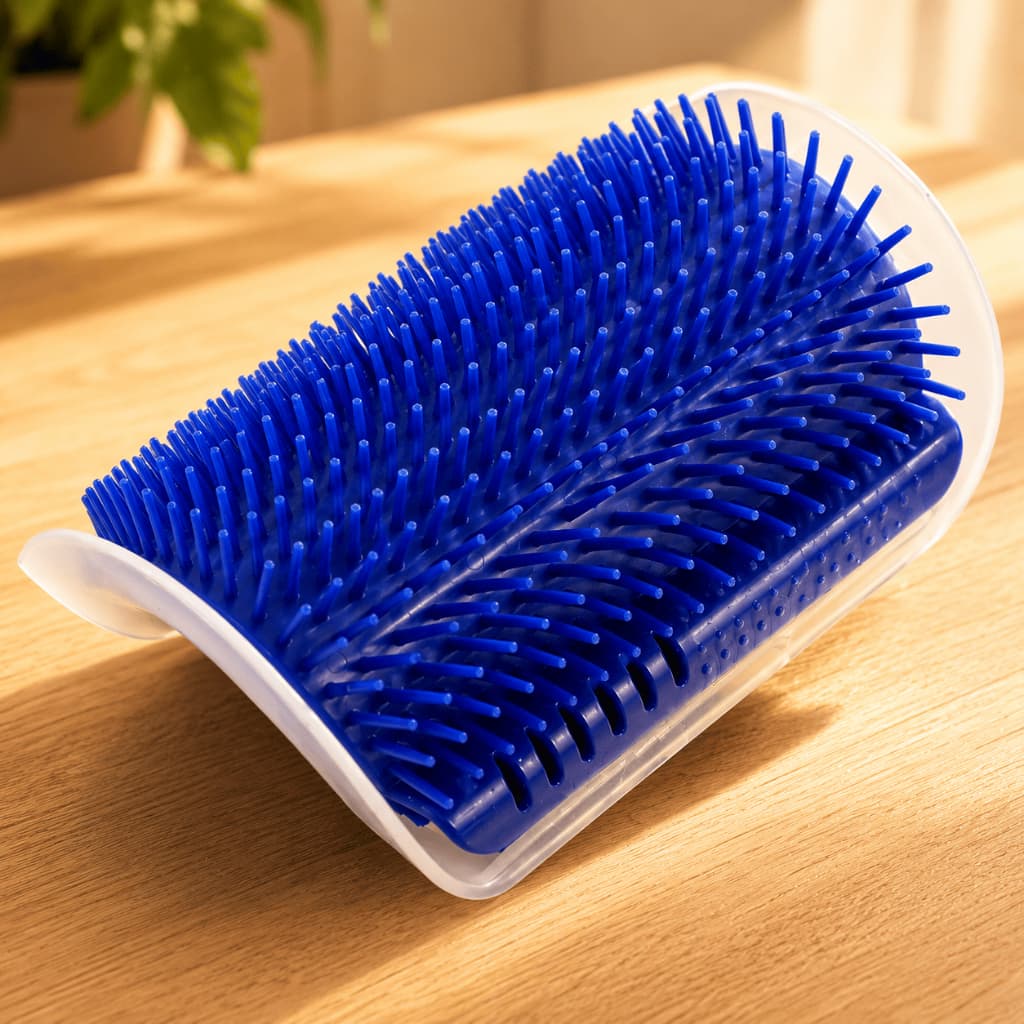 Escova Massageadora para Gatos com Catnip Azul Removedora de Pelos e Relaxante