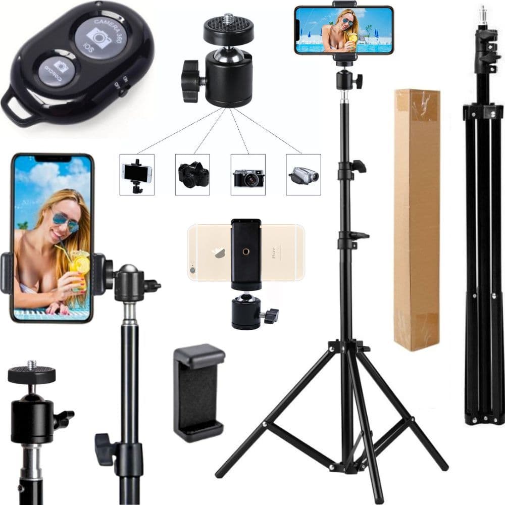 Tripé 2m Pedestal Universal Suporte Para Câmera Dslr Controle Bluetooth Disparador Camera Celular