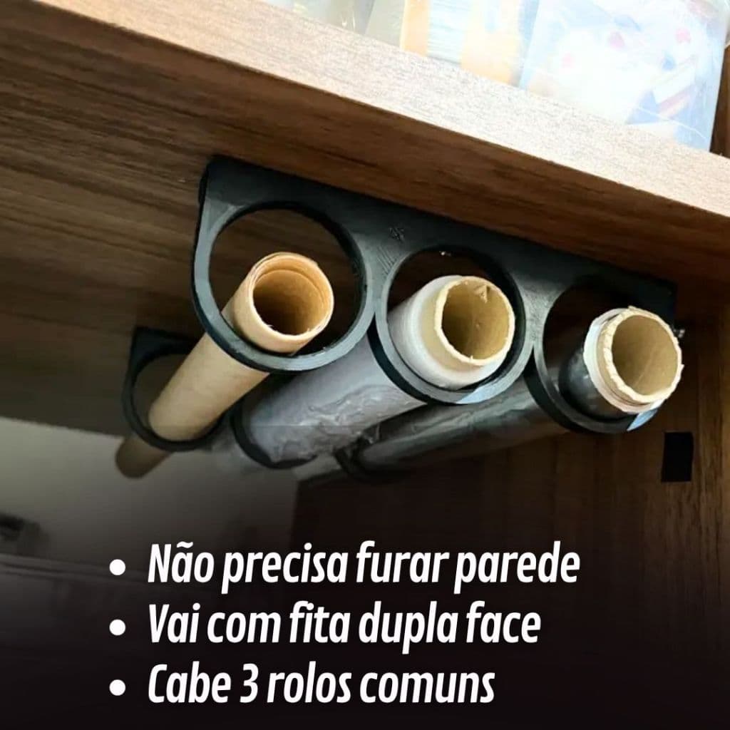 Organizador Ajustável Papel Aluminio Suspenso Organizador de Armário Cozinha 3 Furos Suporte Rolo