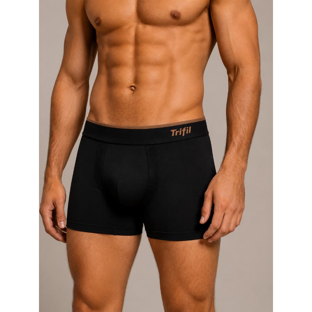 Boxer Sem Costura P,M,G,EG Trifil Preta Poliamida Elastano Masculino Homem Confortavel Flexivel