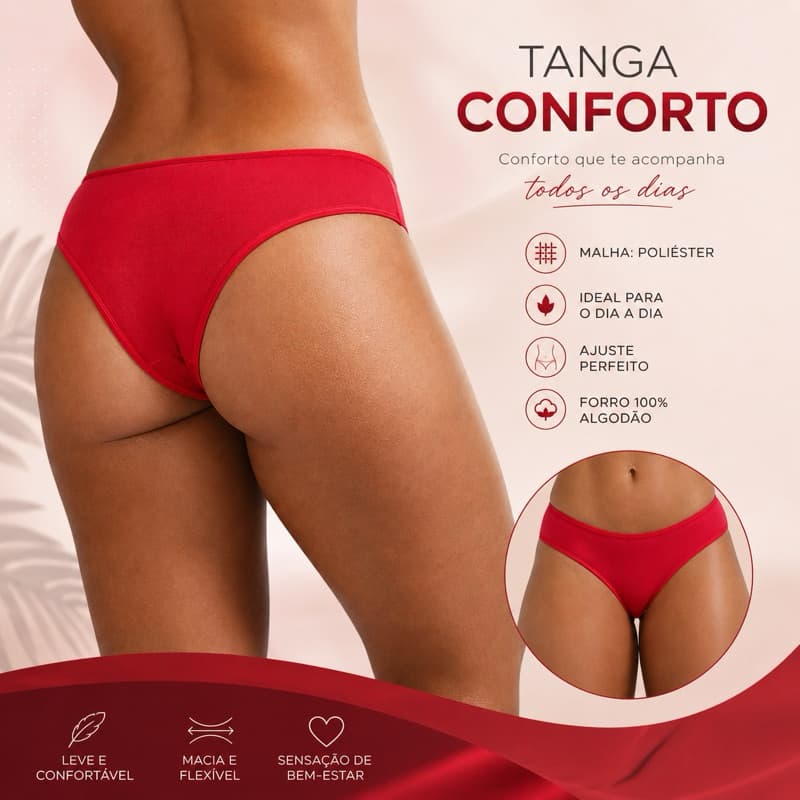 Kit 10 Calcinha Tanga Conforto De Microfibra Adulto - Do P Ao GG - Com Forro De Algodão