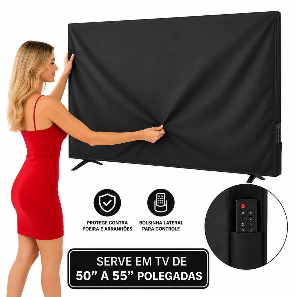 Capa Protetora Para Smart Tv 50 A 55 Com Porta Controle