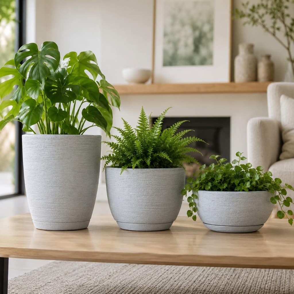 Vasos para Plantas Cone Bojo e Bacia com Prato em Polietileno