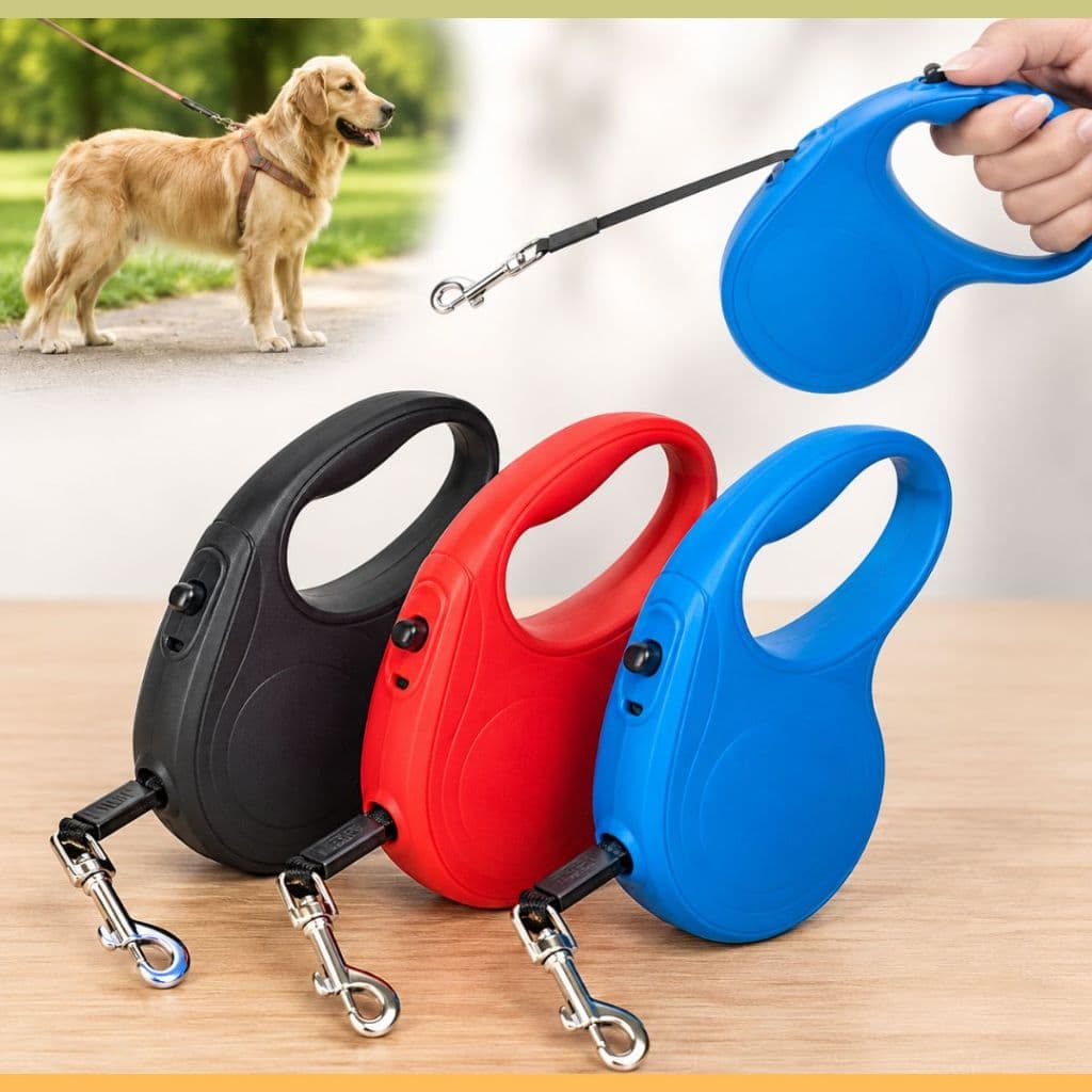 Coleira Guia Retrátil Resistente Cachorro Cães Gatos Trava Segurança Controle Acessório Pet Passeio