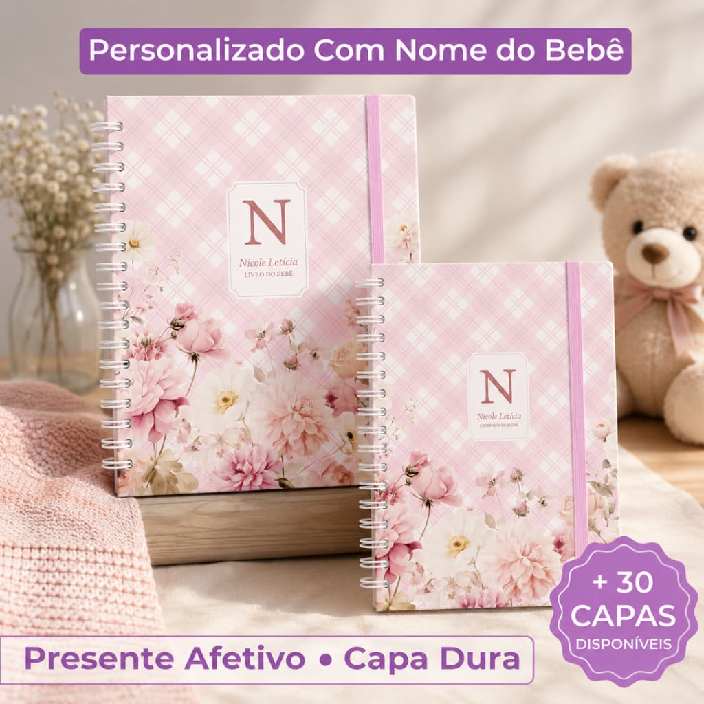 Kit Caderneta de Vacina e Livro do Bebê | Personalizados com Nome | Menina e Menino
