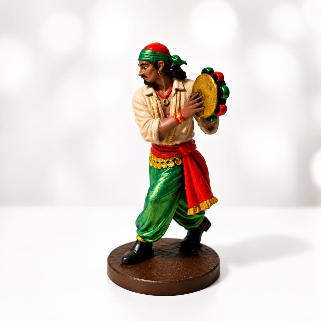Cigano com Pandeiro 15 cm – Imagem Religiosa Decorativa