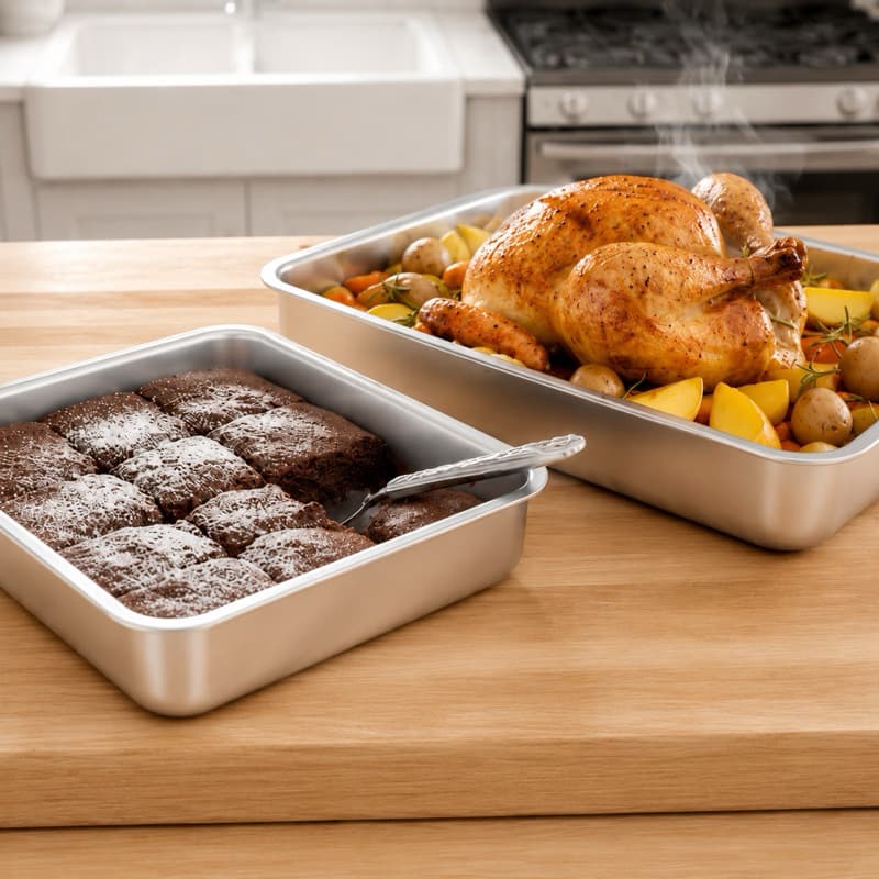 Assadeira Bandeja de Metal 35x26cm Forma para Forno Bolo Carne Frango Cozinha