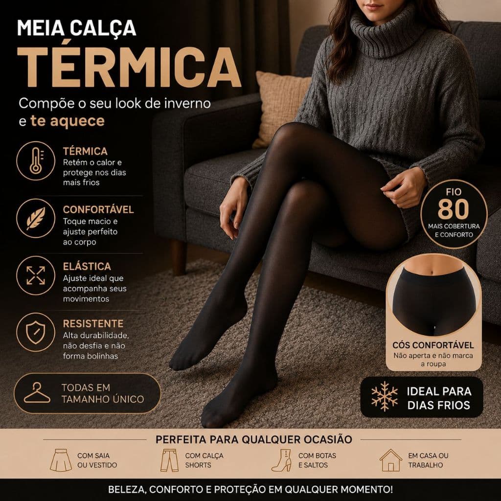 MEIA CALÇA TÉRMICA FEMININA FLANELADA COM PÉ FIO 80 / Meia Calça Para o Inverno / Look Rodeio - Festa Junina
