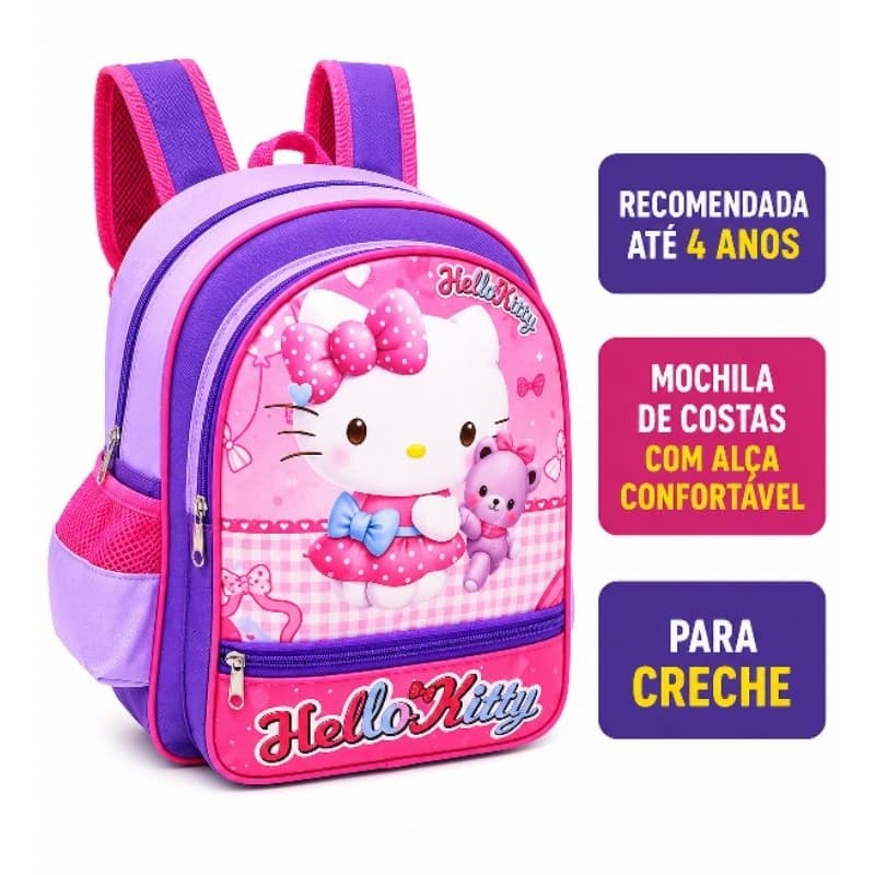 Mochila Infantil Escolar Creche  De Costa Hello Kitty