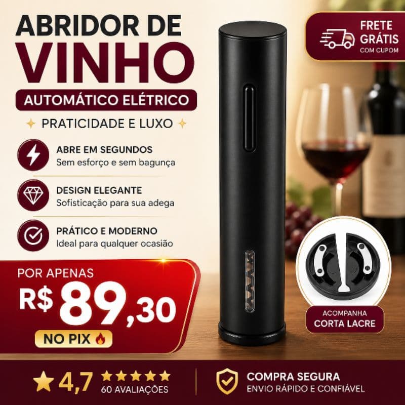 Abridor De Vinho Automático Elétrico Saca Rolha Praticidade Luxo 🍷#AbridorDeVinho #VinhoLovers #luxo