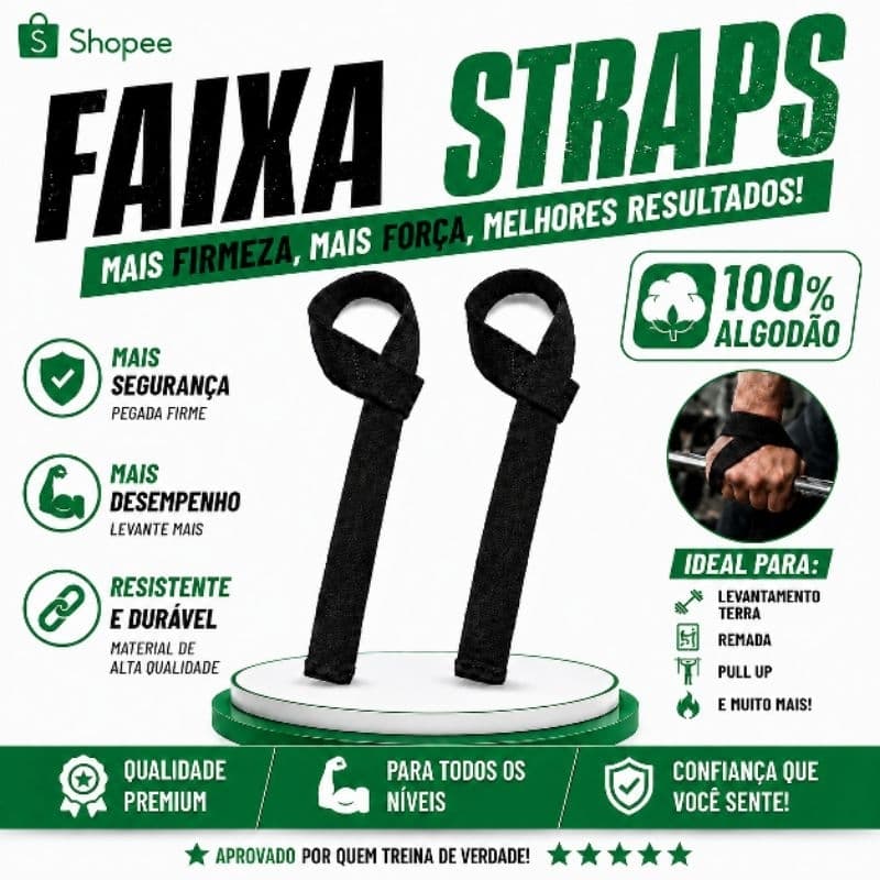 Par Faixa Straps 100% Algodão Academia Musculação Crossfit Treino Pesado Pegada Forte Alta Resistência Treino