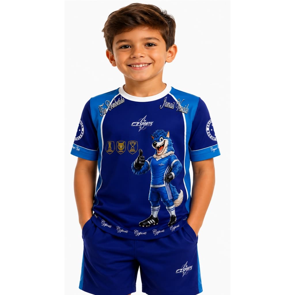 CAMISA INFANTIL RAPOSA AZUL FUTEBOL DRY FIT TIME CAMISETA MENINO MENINA RAPOSAO BLUSA CRIANCA TIMES