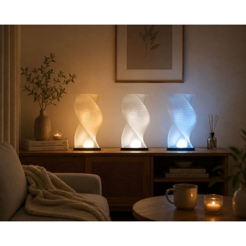 Luminária Prisma Abajur de LED Quente e Frio Decoração Casa Sala Quarto Escritório
