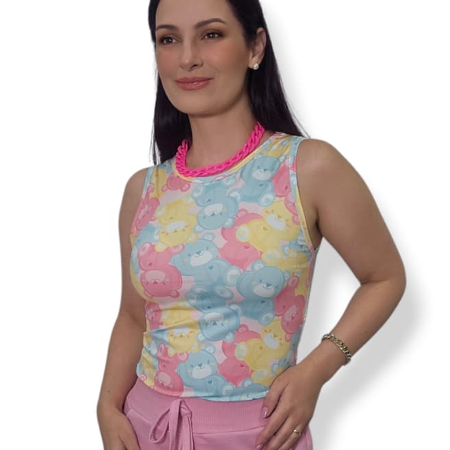 Regata Poliamida Feminina Moda Verão Proteção Solar Básica Estampada