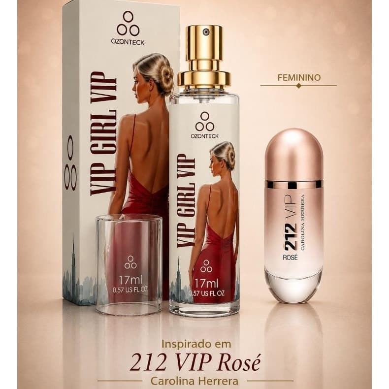 Perfume VIP GIRL VIP Ozonteck - 17 ml/ Alta fixação/ VIP GIRL VIP: Família Olfativa Floral Frutal