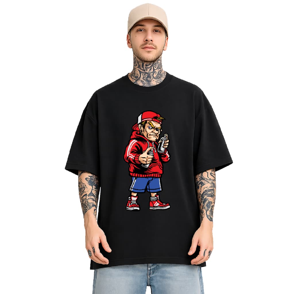 Camiseta Oversized 39 - Masculina Arte Urbana Grafite Spray Estampada Hip Hop Arte De Rua