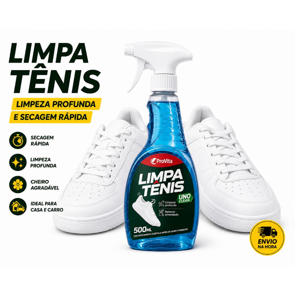Limpa Tênis À Seco Spray Premium Provita 500ml Remove Sujeira Pesada Calçado Solado Branco Colorido