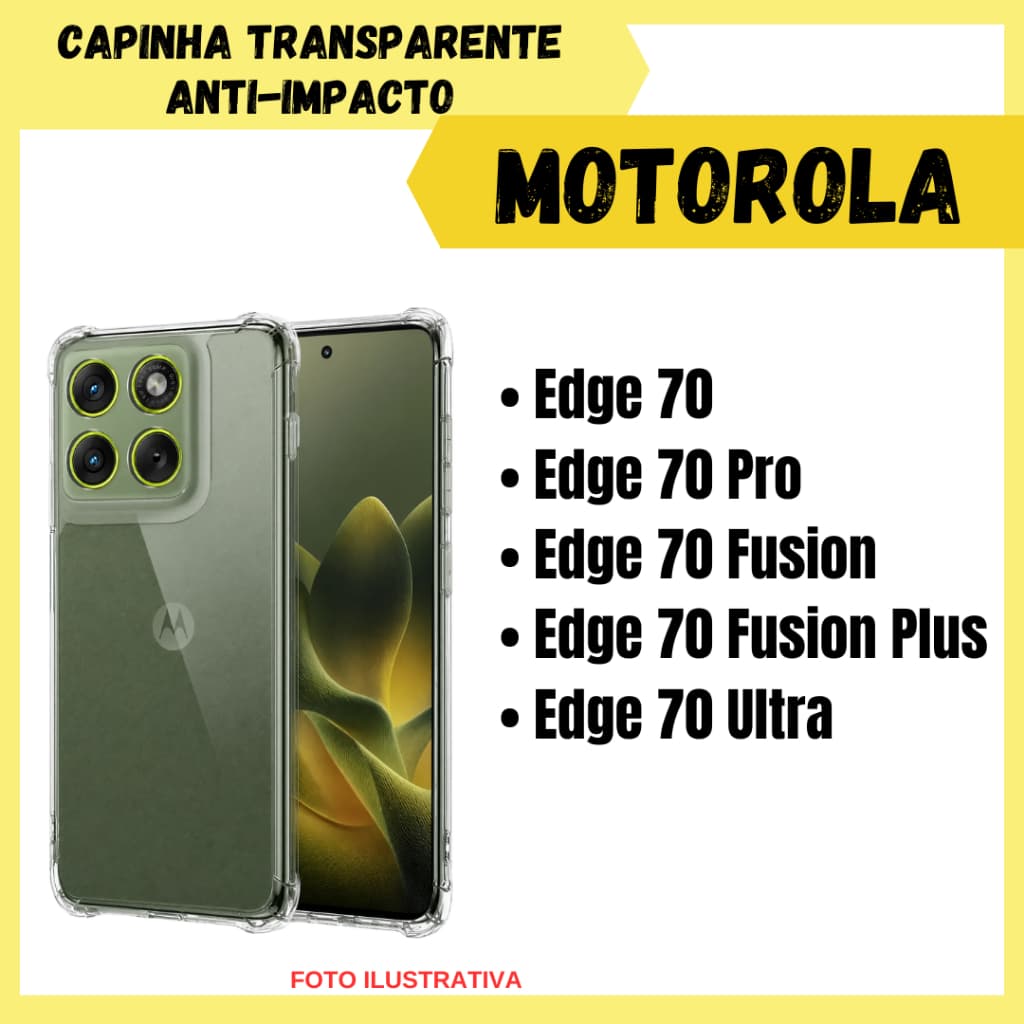 Capa Transparente Borda Anti-Impacto Para Motorola Edge 70/ 70 Pro/ 70 Fusion / 70 Fusion Plus/ 70 Ultra (CF09)