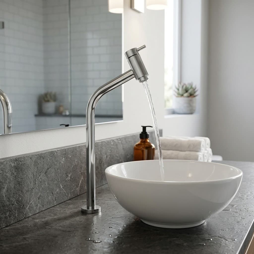 Torneira Alta 30cm Banheiro Lavabo Cuba De Sobrepor Acabamento Premium Resistente Com Arejador E Mecanismo 1/4 de Volta