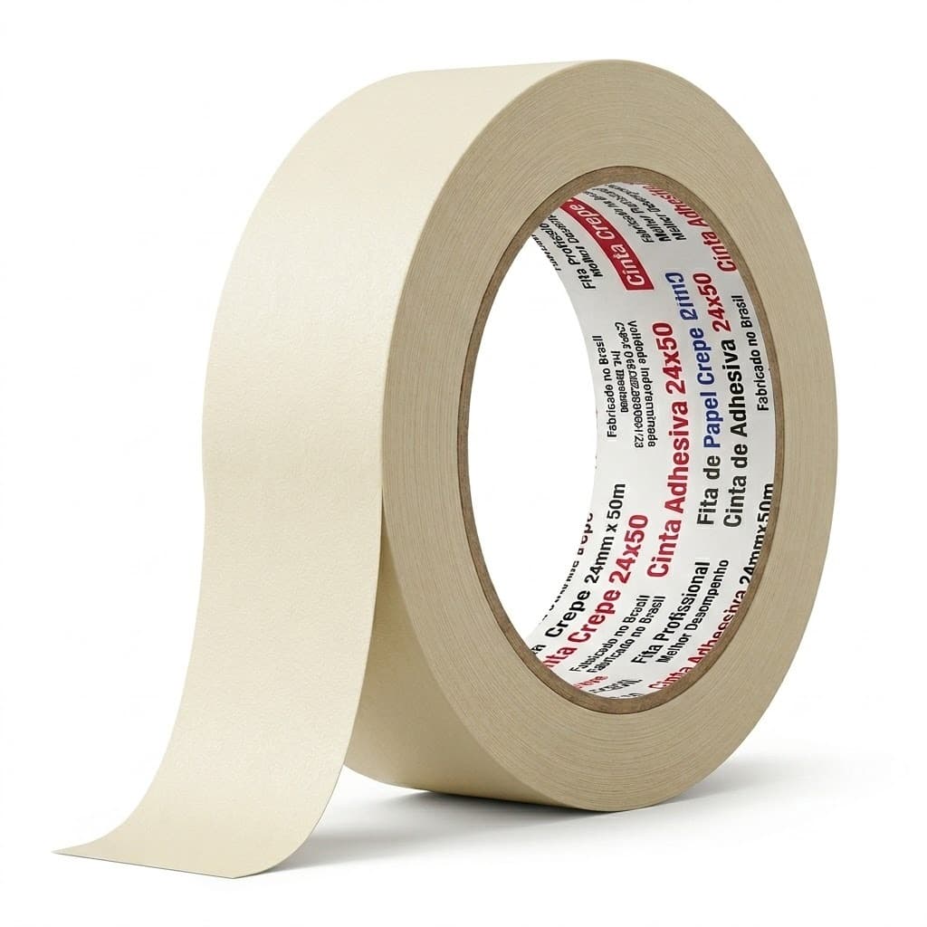 Fita Crepe 24mm x 50m | Pintura Sem Borrões e Fixação Segura em Diversas Superfícies 6 unidades