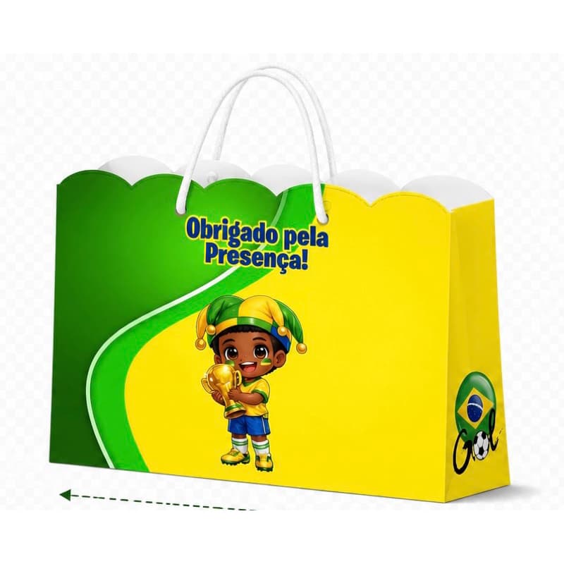 ENTREGA RAPIDA | Sacolinha Brasil Futebol Infantil | Lembrancinha Tema Copa do Mundo