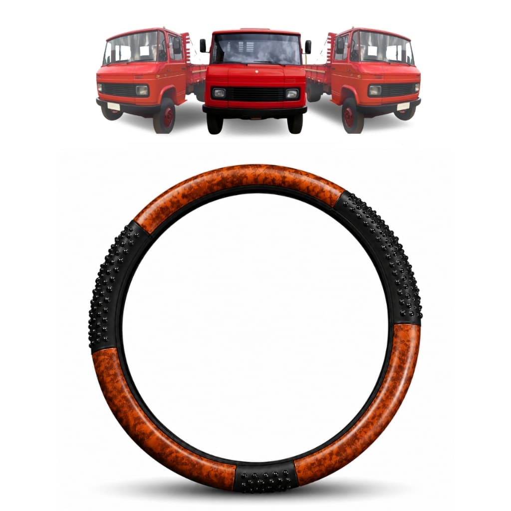 Capa de Volante 48 CM Cor Madeira com Massageador Caminhão Mercedes Benz 608