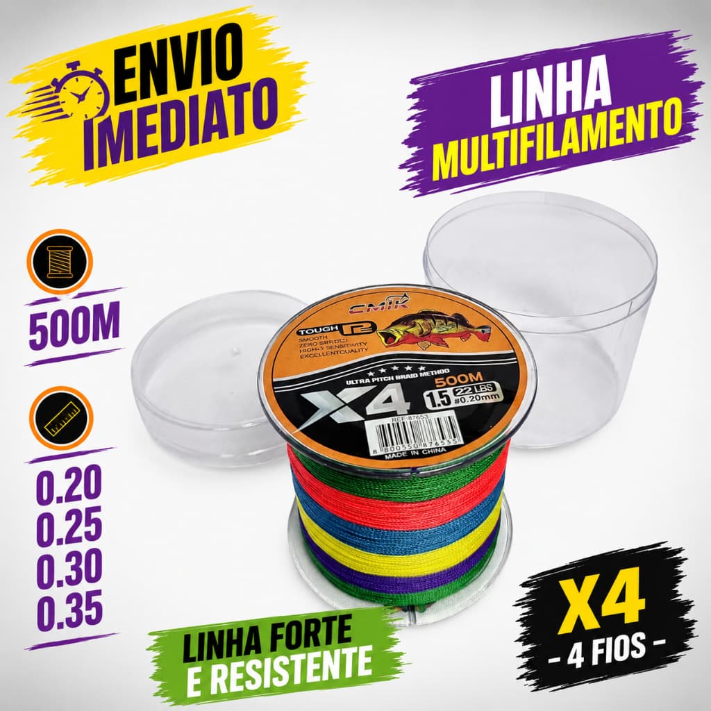 Linha Pesca Multifilamento X4 500m Pe 4 Fios Forte Multicolor Resistente 4X 0.20 0.25 0.30 0.35mm
