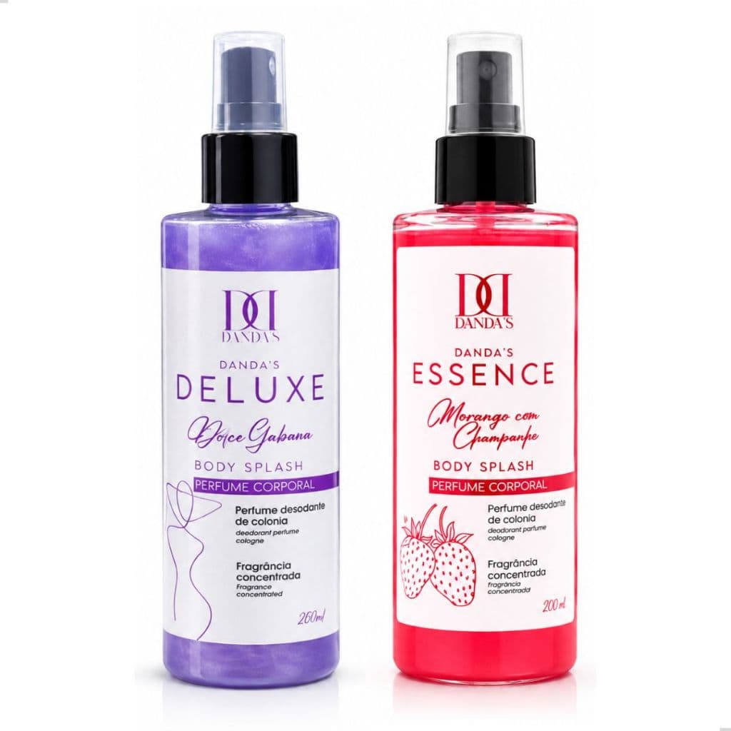 Kit 2 Body Splash Desodorante Corporal Perfume Colônia Feminino Dolce Gabana e Morango com Champanhe