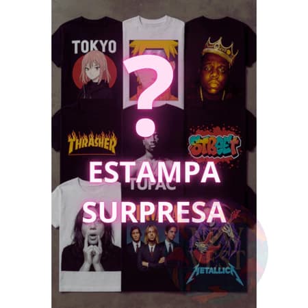 Kit surpresa de camisetas em promoção! 100% algodão, modelo unissex, combinam com tudo, envio rápido