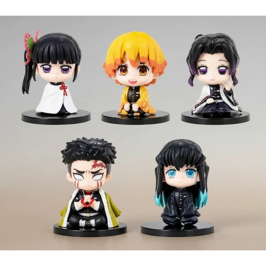 Kit 5 Com Colecionáveis Demon Slayer Kimetsu No Yaiba 4cm