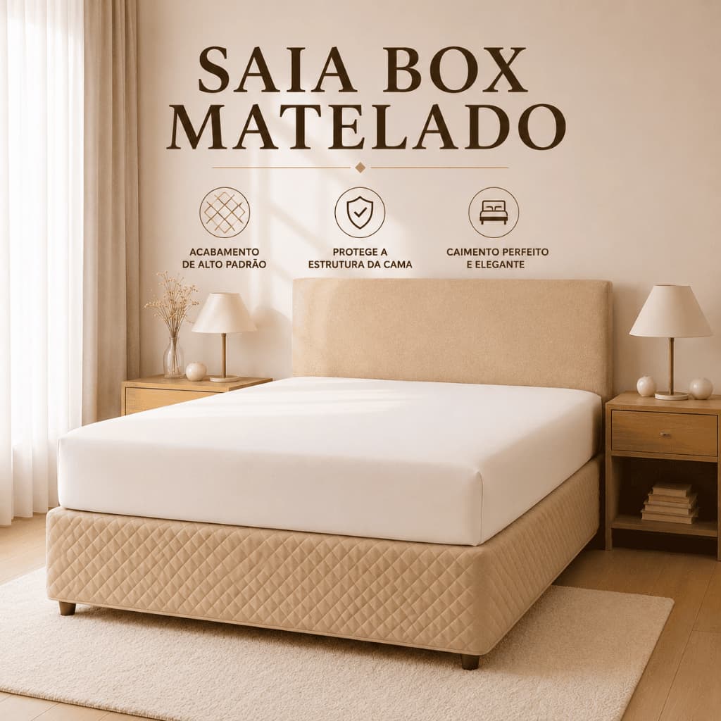 Saia Box Matelado Com Elástico 200 Fios Ultrassônico Microfibra Saia Cama Box