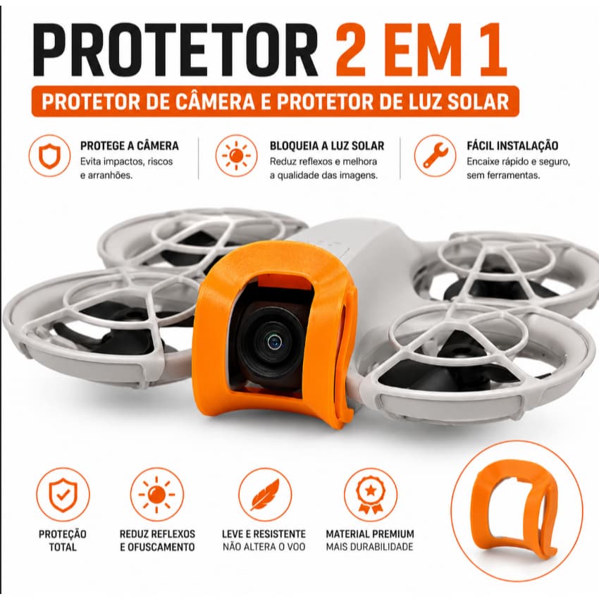 Protetor DJI Neo | Proteção de Câmera + Protetor de Luz Solar | Leve e Resistente | Impressão 3D Premium