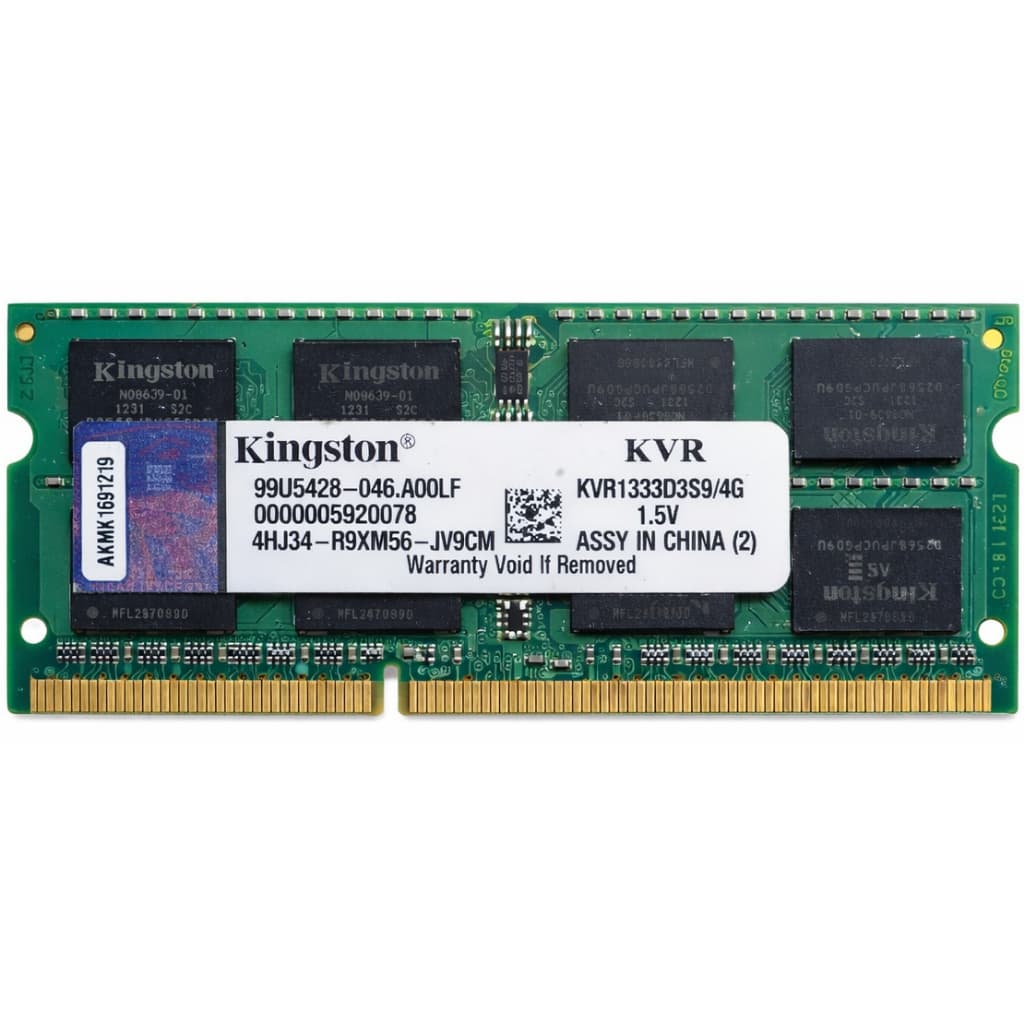 Memória RAM Original Kingston ValueRAM 4 GB DDR3 PC3-10600 1333 MHz KVR1333D3S9/4G SODIMM Notebook Laptop All-In-One PC