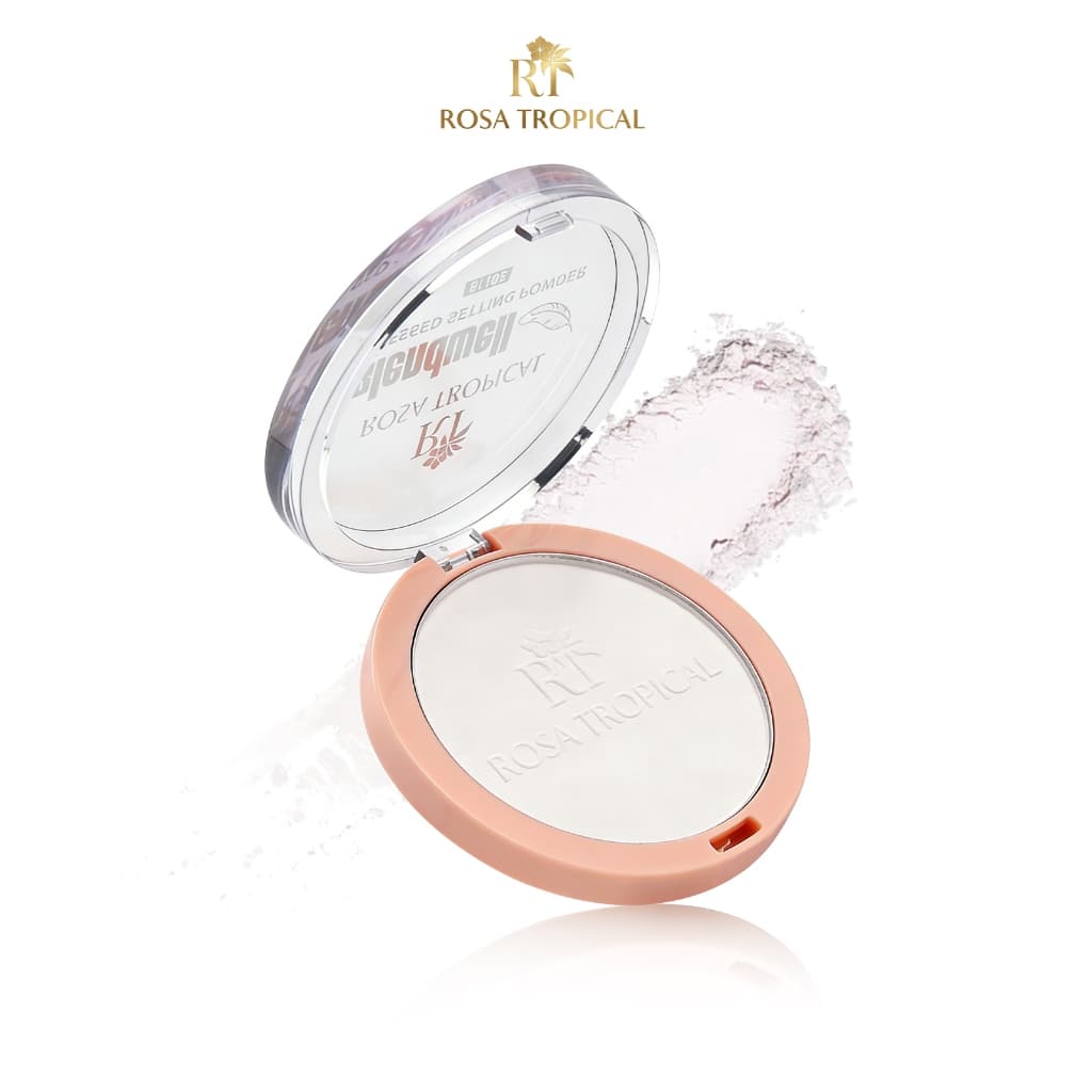 Pó Compacto Fixador ROSA TROPICAL Matte Controle Oleosidade Longa Duração Cobertura Natural