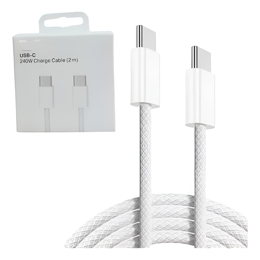 Cabo de Carregador 2 Metros 240W Tipo C USB-C Para iPhone 15/16/17 Pro Max Carregamento Turbo Rápido