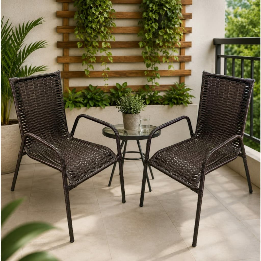 Conjunto com 2 Cadeiras Romanas Trançadas em Junco/Fibra Sintética | Design Moderno Cadeira Para Descanso